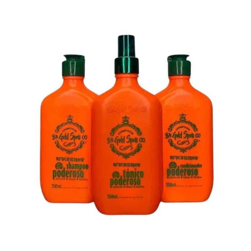 Gold Spell Co. Powerful Hair Care Kit – 3-Piece Set (Shampoo, Conditioner, Tonic) – 250ml (8.45 oz) Each