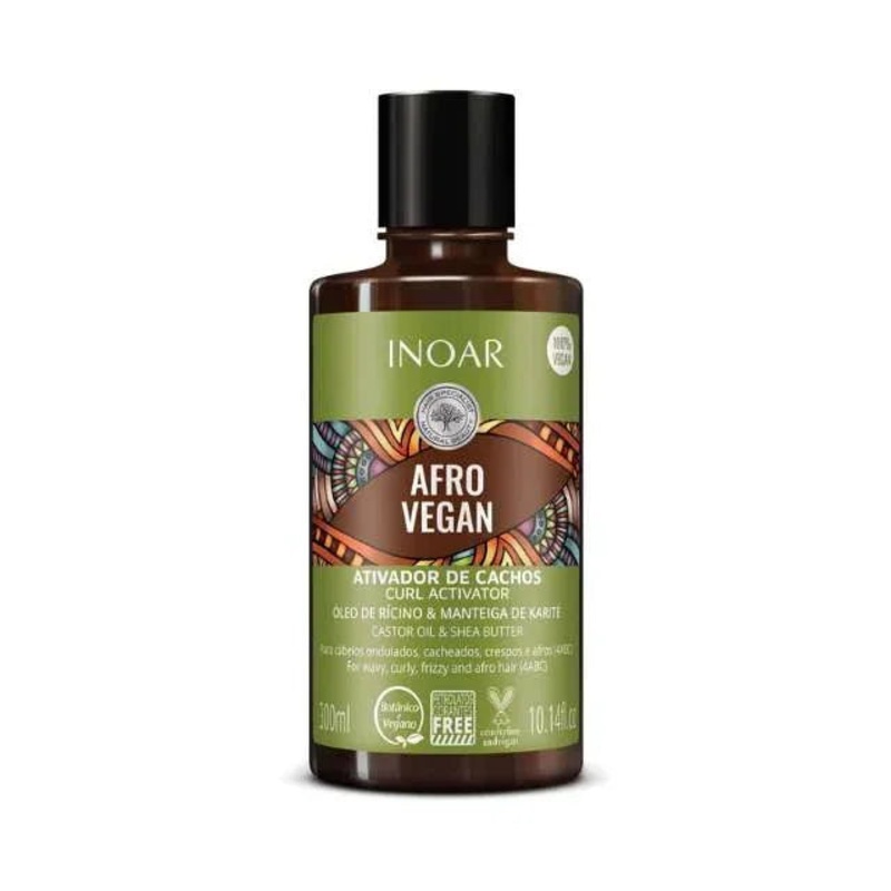Inoar Afro Vegan Curl Activator with Castor Oil & Shea Butter – 300ml / 10.14 oz