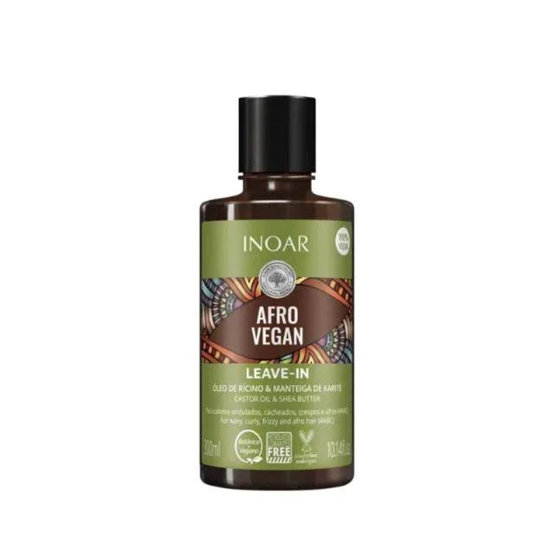 Inoar Afro Vegan Leave-In with Castor Oil & Shea Butter – 300ml / 10.14oz – Combing cream
