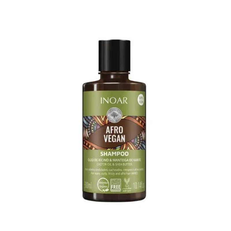 Inoar Afro Vegan Shampoo with Castor Oil & Shea Butter – 300ml / 10.14 fl oz