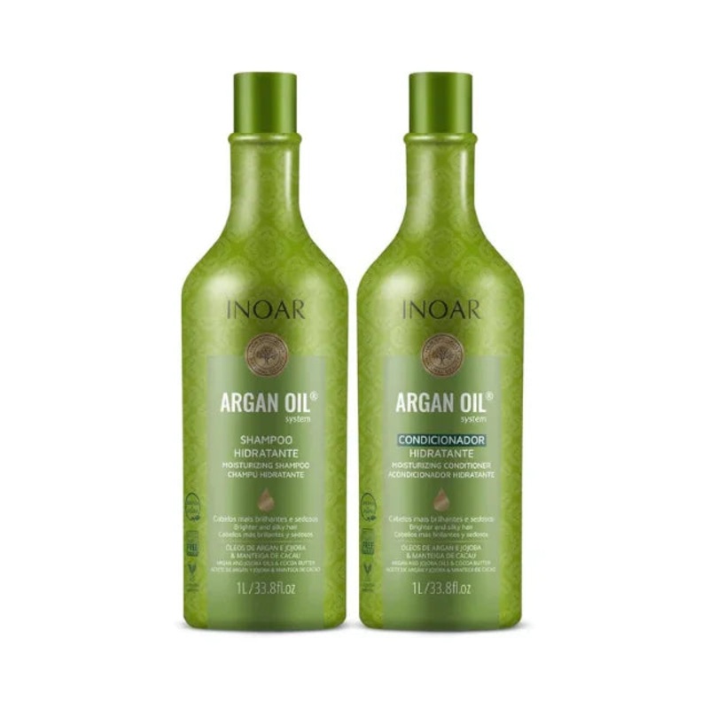 Inoar Argan Oil Shampoo & Conditioner Set – 33.8 fl oz / 1000 ml (Salon Duo)