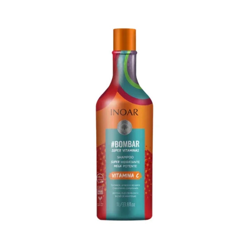 Inoar #Bombar Super Hydrating Shampoo with Vitamin C – 33.8 fl. oz (1L)