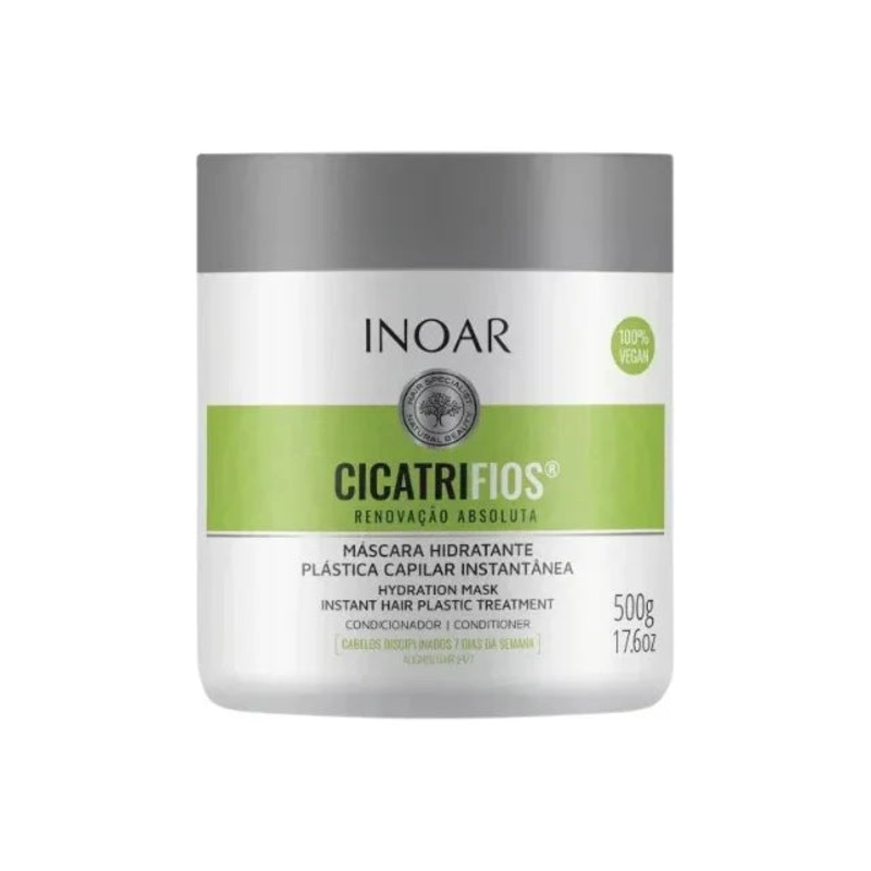 Inoar Cicatrifios Hair Mask – Instant Hair Plastic Treatment Hydration Mask – 500g / 17.6 oz