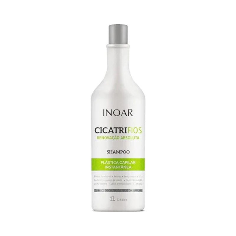 Inoar Cicatrifios Hair Plastic Surgery Shampoo 33.8 oz (1L)  Intensive Repair with Argan Oil, Frizz Reduction, and Shine