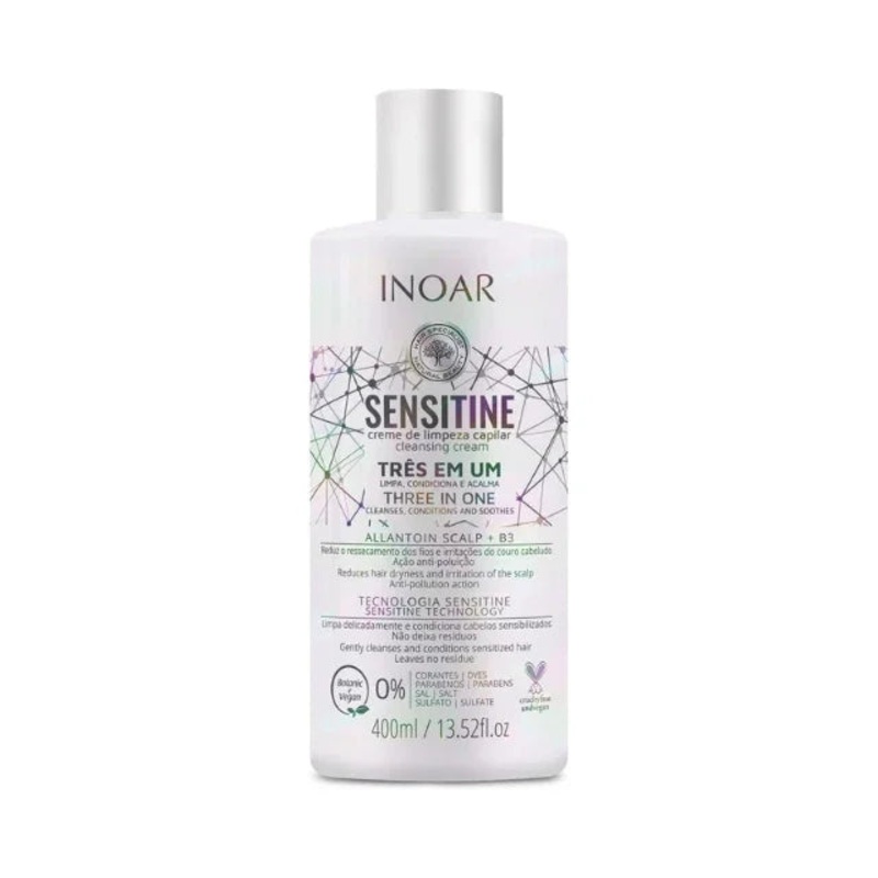 Inoar Sensitine 3-in-1 Cleansing Cream – 13.52 fl. oz (400 ml)