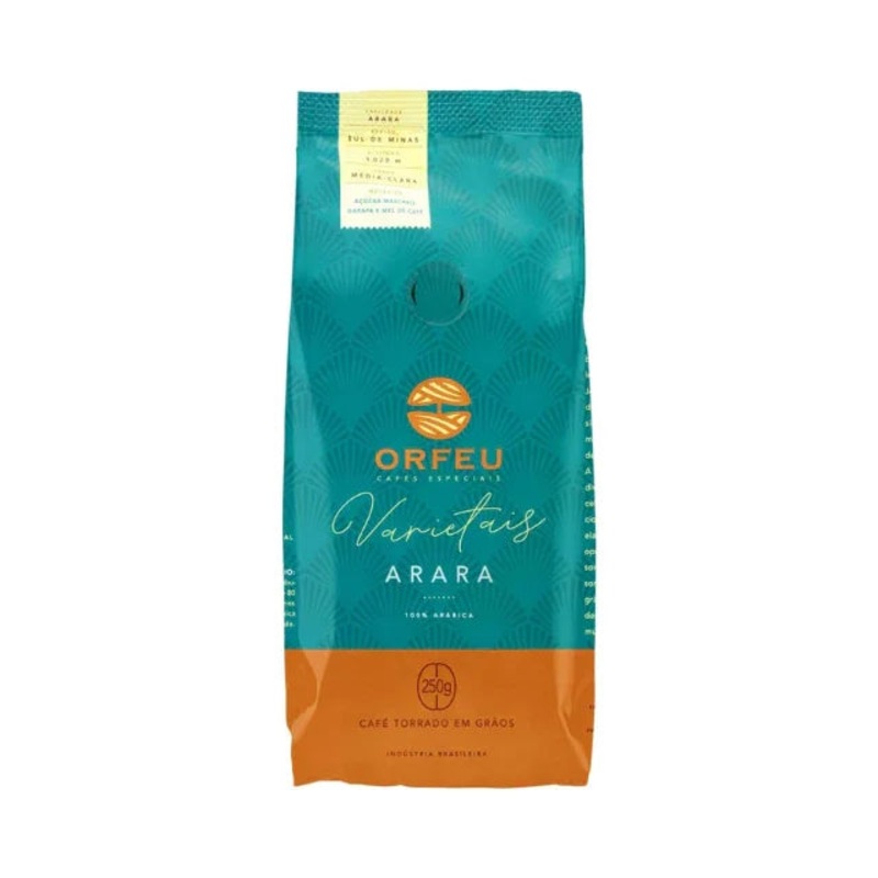 Orfeu Varietais Arara Whole Bean Coffee, Sul de Minas, 100% Arabica, Medium-Light Roast, 250g (8.8 oz)