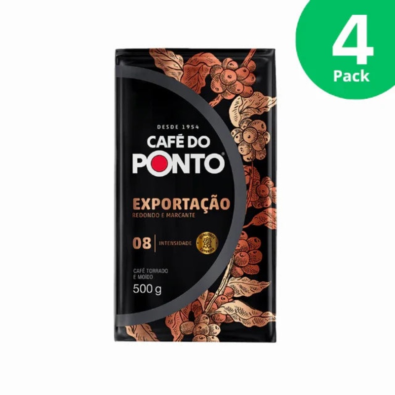 4-Pack Caf do Ponto Export Ground Coffee  4 x 500g (17.6 oz) Vacuum Sealed
