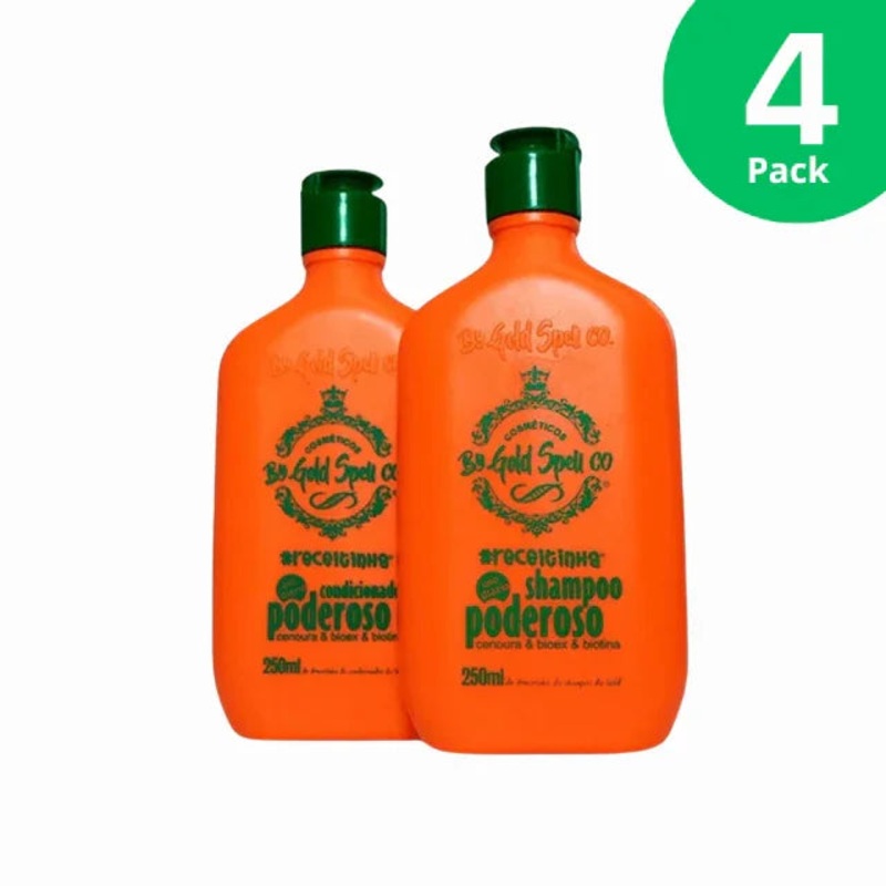 4-Pack Gold Spell CO. Powerful Shampoo & Conditioner Set – 4 x 8.45 oz Each (250ml)