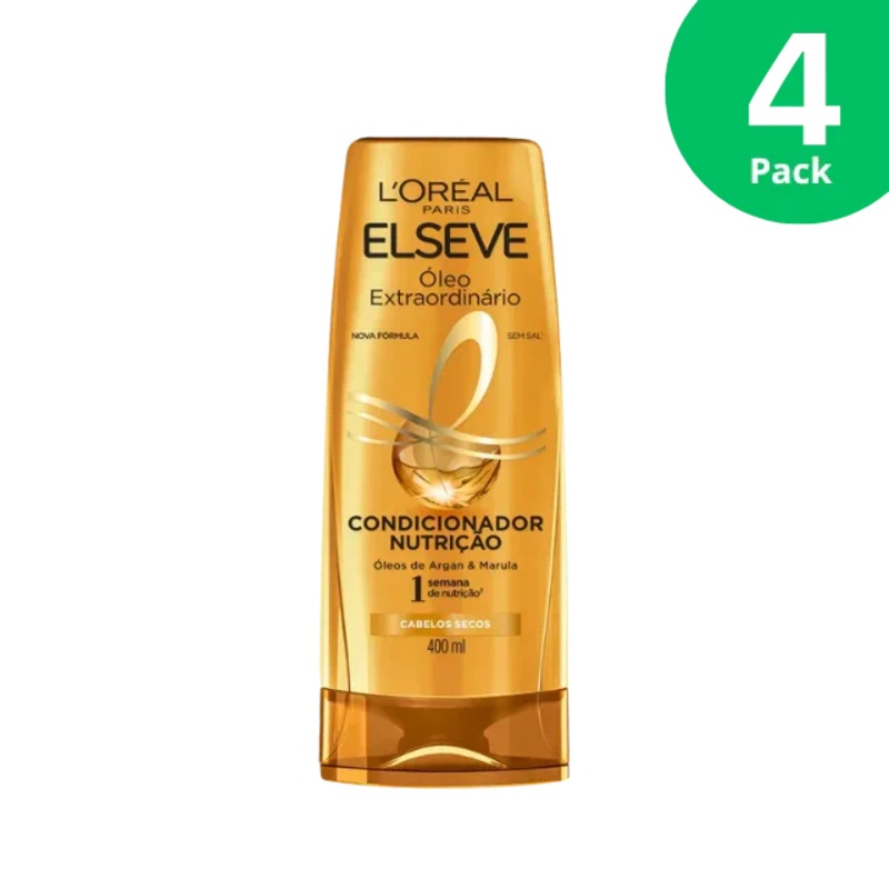 4-Pack L’Oral Paris Elseve Extraordinary Oil Conditioner, 4 x 400ml (13.53 fl oz)