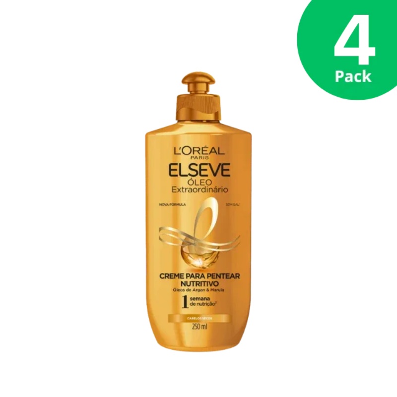 4-Pack L’Oral Paris Elseve Extraordinary Oil Leave-In Conditioning Cream, 4 x 8.45 oz (250ml)