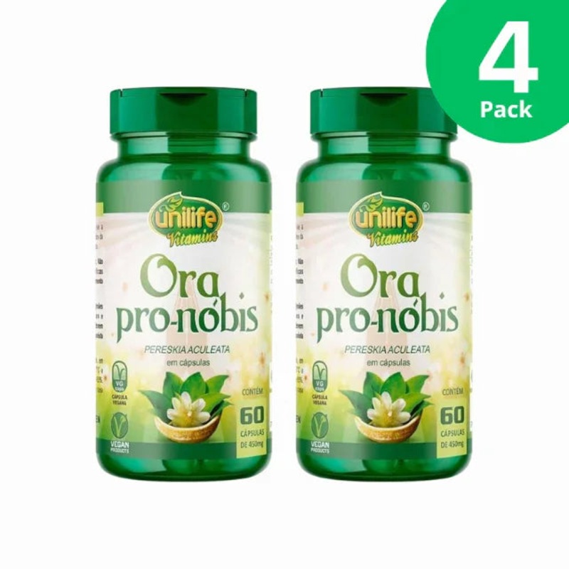 4-Pack Ora Pro-Nbis Kit – 4 x 2 Bottles (480Capsules 450mg Each) of Pereskia Aculeata