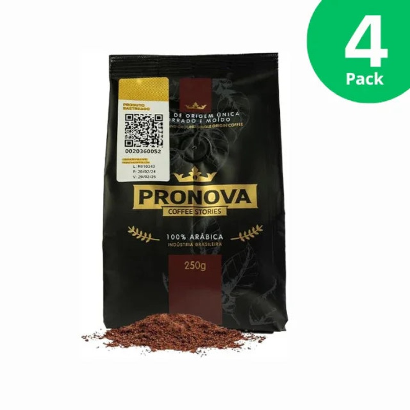 4-Pack Pronova Coffee Stories Single Origin – Special Ground Coffee – 4 x 250g (8.8 oz)