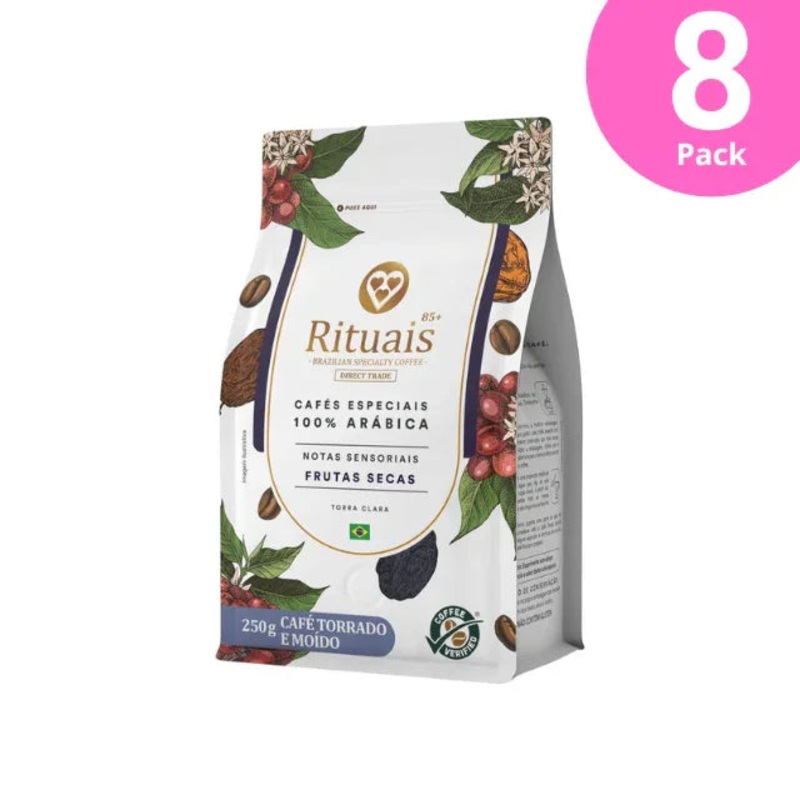 8-Pack 3 Coraes Rituais Premium Specialty Ground Coffee:  85+, Dried Fruit Aroma, 8 x 250g (8.82 oz)
