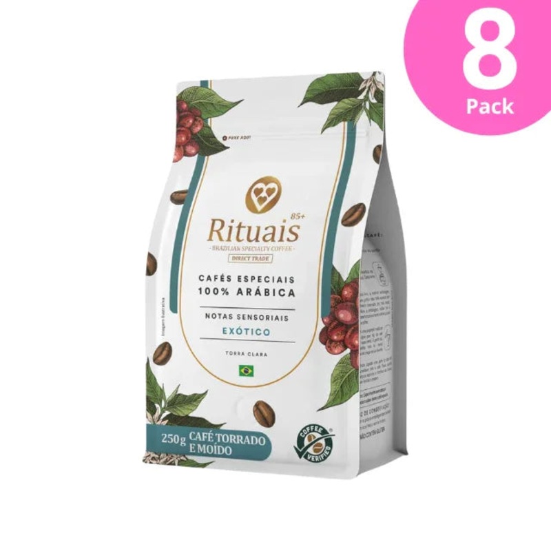 8-Pack 3 Coraes Rituais Specialty Coffee  Ground Coffee, Exotic Aroma, Light Roast, 8 x 250g (8.8 oz)