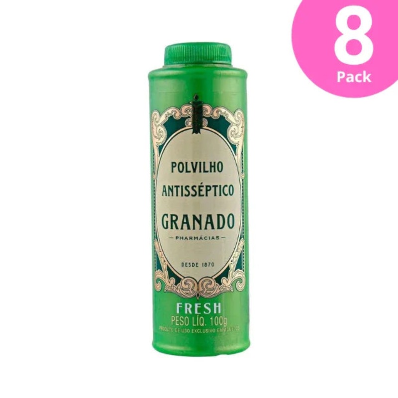 8-Pack Granado Antiseptic Powder Fresh  8 x 100g (3.52 oz)