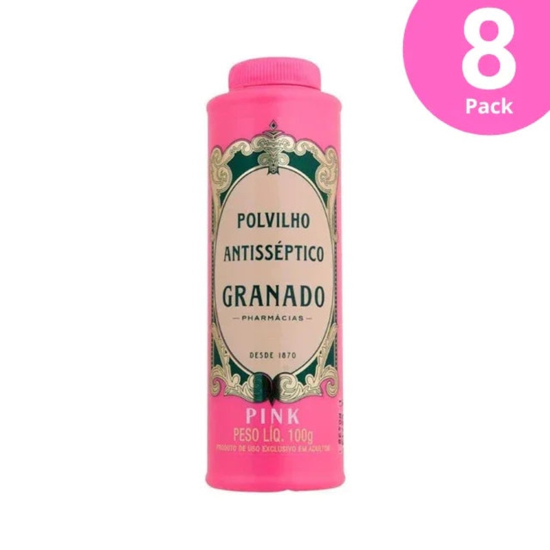 8-Pack Granado Antiseptic Powder Pink  8 x 100g (3.52 oz)