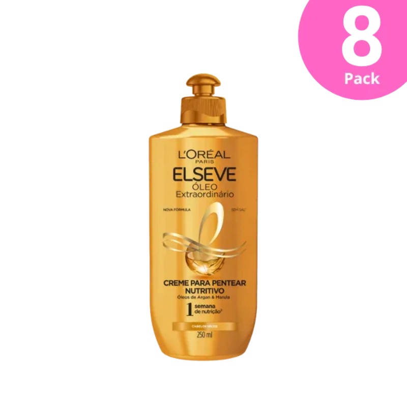 8-Pack L’Oral Paris Elseve Extraordinary Oil Leave-In Conditioning Cream, 8 x 8.45 oz (250ml)