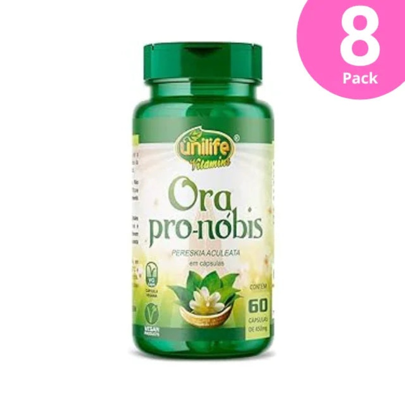 8-Pack Ora Pro-Nbis – 8 x 60 Capsules of Pereskia Aculeata – Vegan-Friendly – 450mg Each