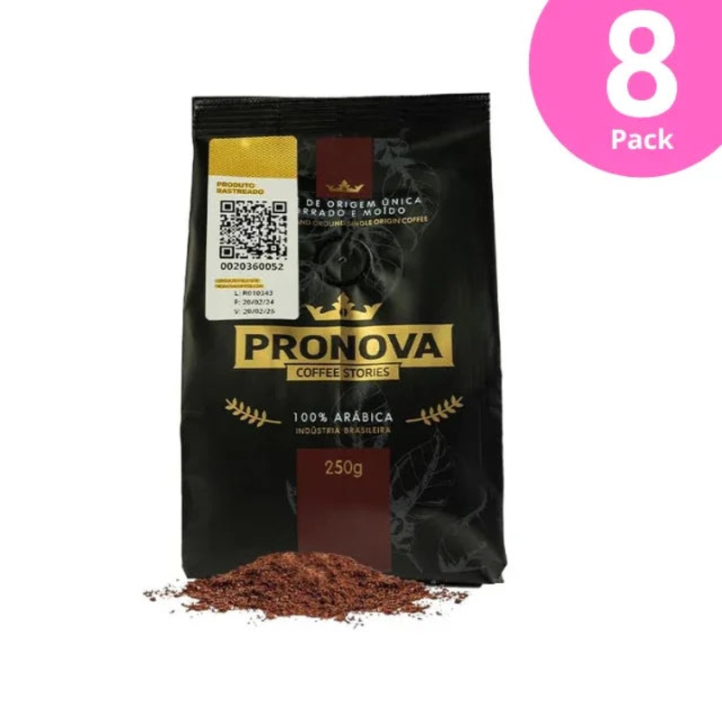8-Pack Pronova Coffee Stories Single Origin – Special Ground Coffee – 8 x 250g (8.8 oz)