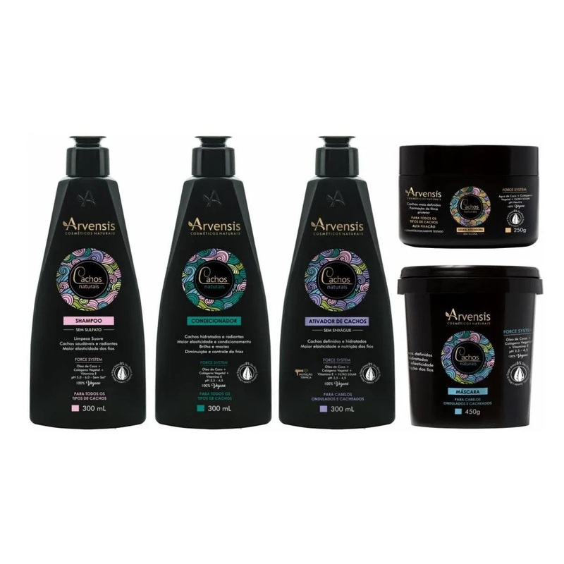 Personal Shopper | Buy from Brazil -Kit Arvensis Cachos Naturais Cabelo Ondulado Vegan (5 Prod)  (DDP)