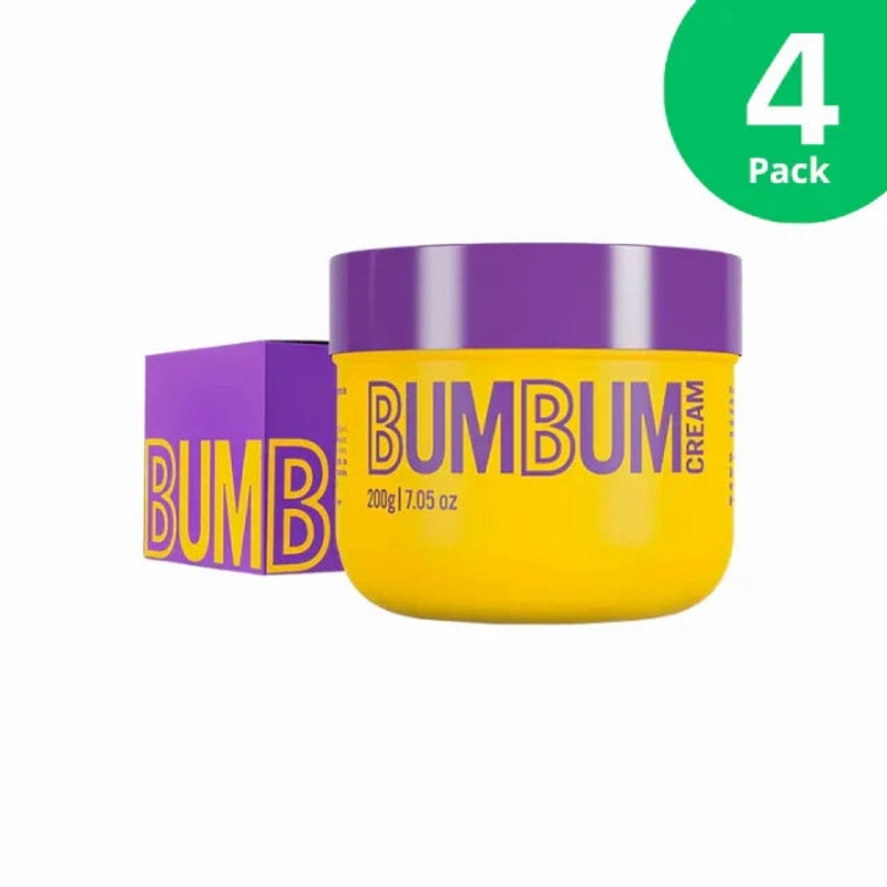 4-Pack Bumbum Cream  Skin-Firming Body Cream with Coffee Oil, Pepper & Arnica | Hydrates, Softens & Supports Circulation (4 x 200g / 7.05oz)