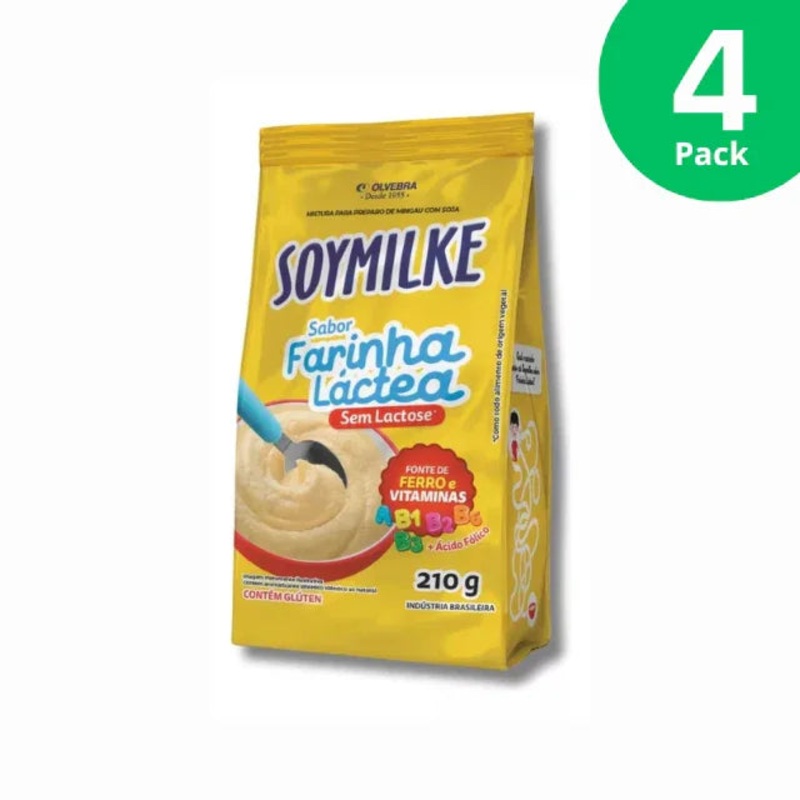 4-Pack Farinha Lctea Soymilke Lactose-Free (Milk Cereal Mix)  4 X 210g  / 7.4 oz