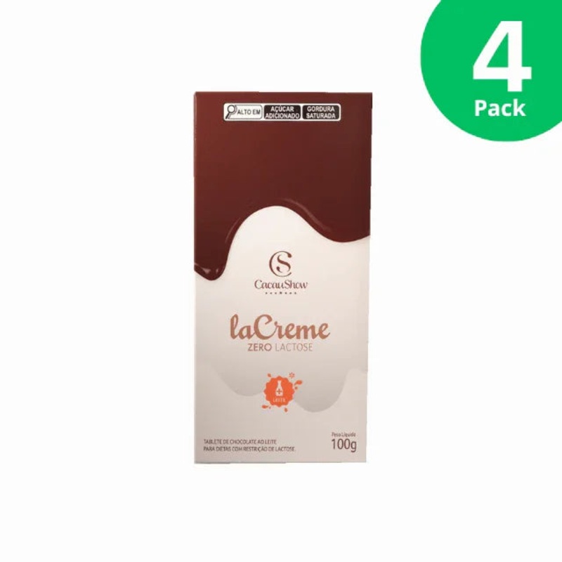 4-Pack LaCreme Milk Chocolate Bar  Lactose-Free  4 x 100g (3.5 oz) – By Cacau Show