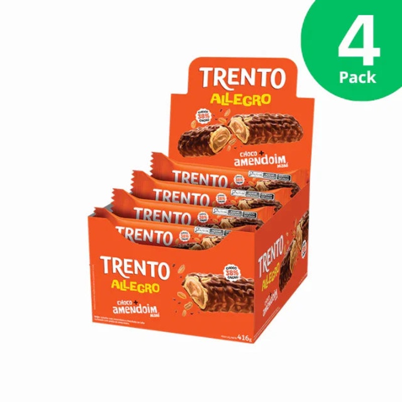 4-Pack Trento Allegro Choco Peanut Wafer  4 x Box of 16 (26g each)
