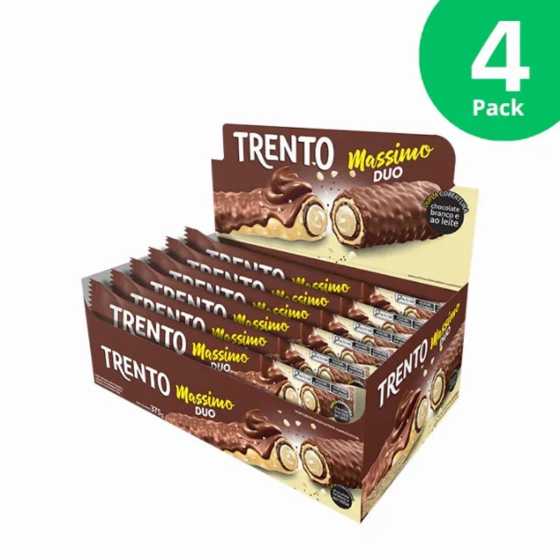 4-Pack Trento Massimo Duo Chocolate Wafer  Creamy Vanilla & Double Chocolate Delight – 4 x Box of 15