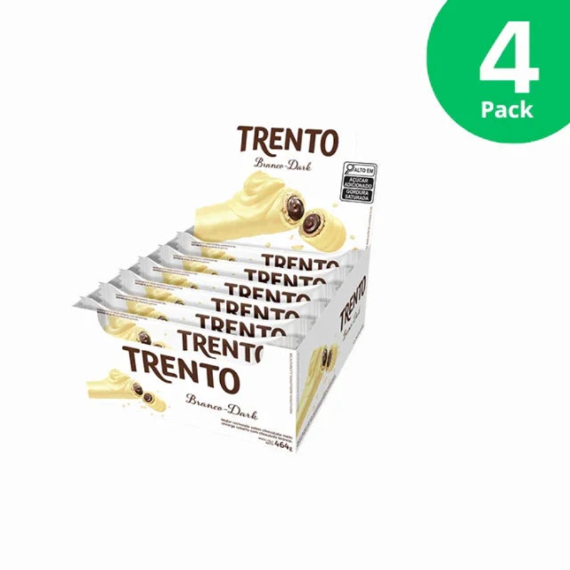 4-Pack Trento White Chocolate & Dark Chocolate Filled Wafer  4 x Box of 16 Units (29g Each)