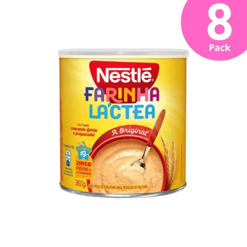 8-Pack Farinha Lctea (Milk Cereal) 8 x 360g / 12.7 oz Can  Nestl Original