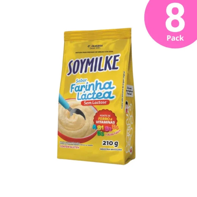 8-Pack Farinha Lctea Soymilke Lactose-Free (Milk Cereal Mix)  8 X 210g  / 7.4 oz