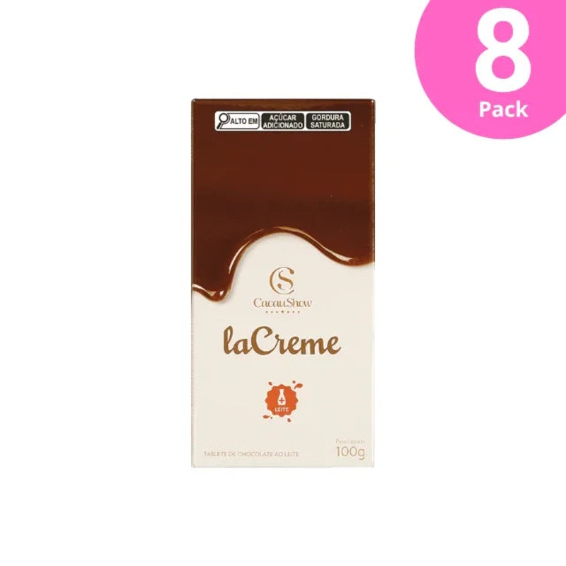 8-Pack LaCreme Milk Chocolate Bar – 8 x 100g (3.5 oz) – Ultra Creamy Milk Chocolate by Cacau Show