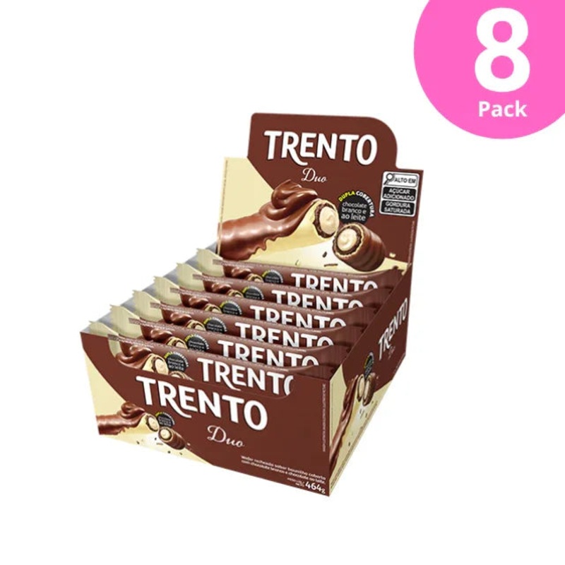 8-Pack Trento Duo Chocolate Wafer  8 x 16-Count Box x (Net Weight: 464g / 16.37 oz)