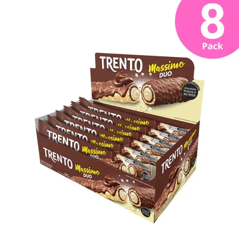 8-Pack Trento Massimo Duo Chocolate Wafer  Creamy Vanilla & Double Chocolate Delight – 8 x Box of 15