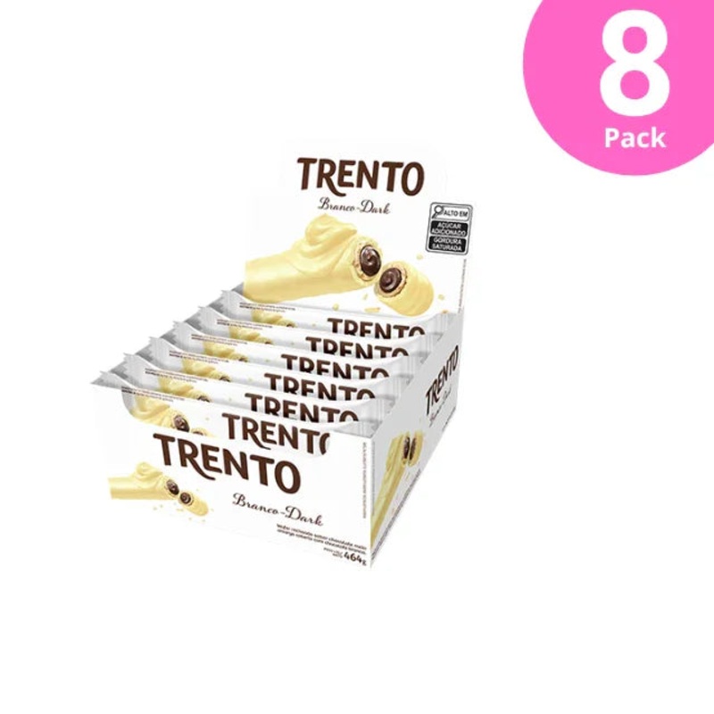 8-Pack Trento White Chocolate & Dark Chocolate Filled Wafer  8 x Box of 16 Units (29g Each)