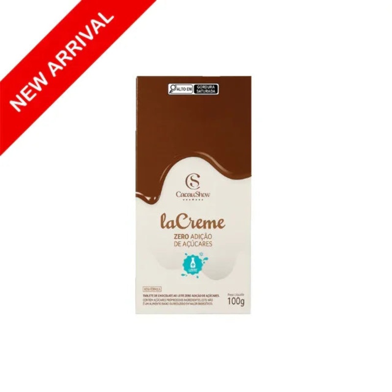 LaCreme Cacau Show No Added Sugar Milk Chocolate Bar  100g (3.52 oz)