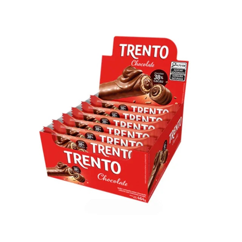 Trento Chocolate Wafer Rolls – Box with 16 Packs (29g / 1.02 oz Each) | Crispy Wafer Filled with Chocolate and Coated in 38% Cocoa Milk Chocolate