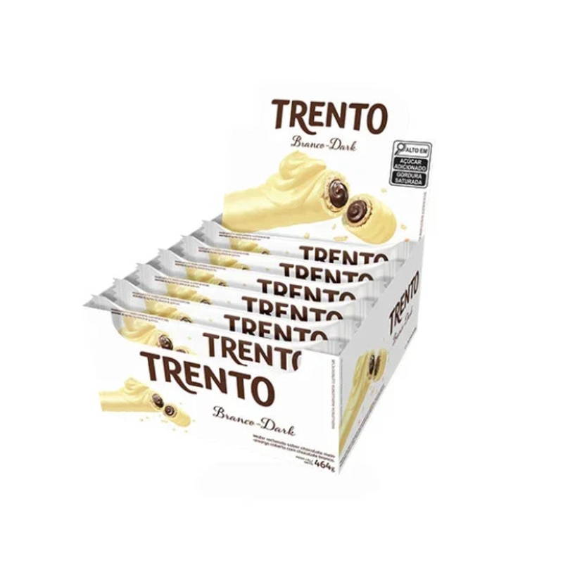 Trento White Chocolate & Dark Chocolate Filled Wafer  Box of 16 Units (29g Each)