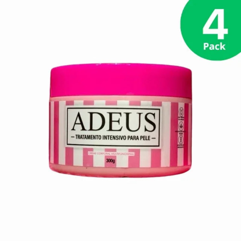4-Pack Adeus Multi-Action Body Cream 4 x 300g  Firms Skin, Reduces Cellulite, Stretch Marks & Bumps  Vegan, Fast-Absorbing Hydrating Formula