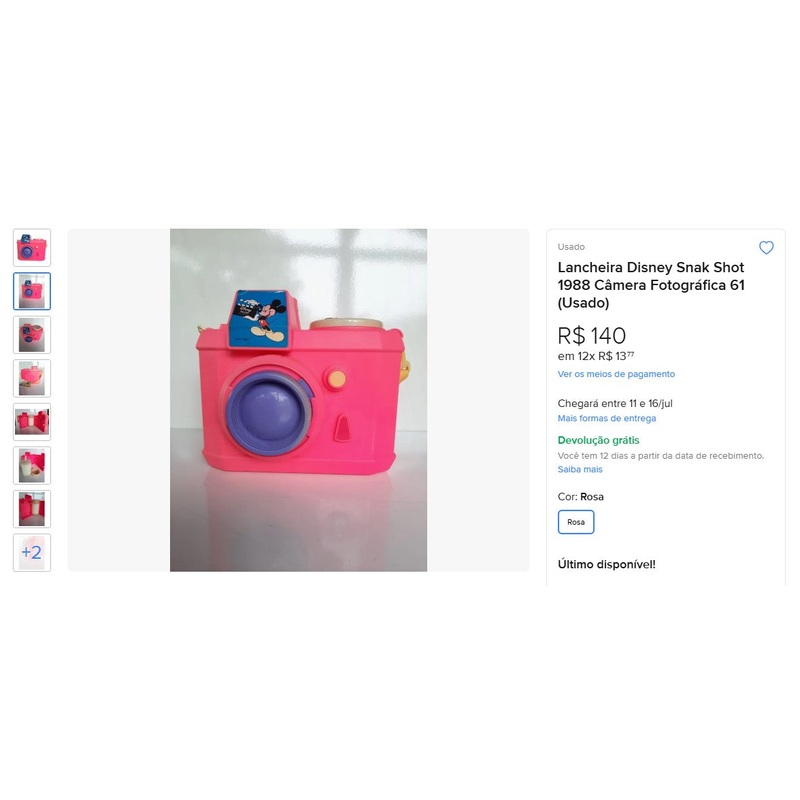 Personal Shopper | Buy from Brazil – Lancheira Disney Snak Shot 1988 Cmera Fotogrfica 61 (Usado)- 1 item  (DDP)