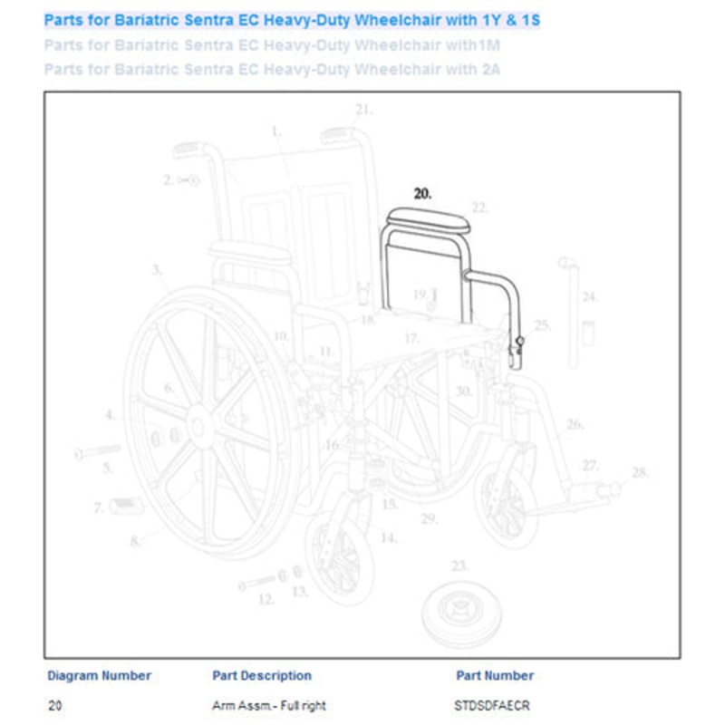 Wheelchair Arm w/Padding Full Length  Right