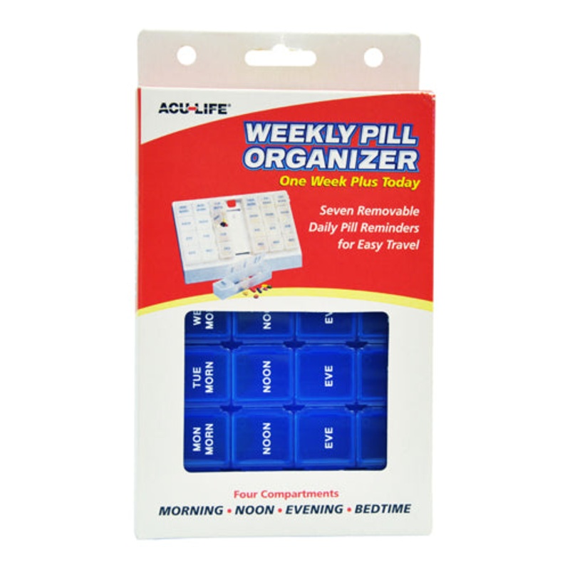 Pill Organizer Weekly w/28 Com One Week Plus Today’  Blue