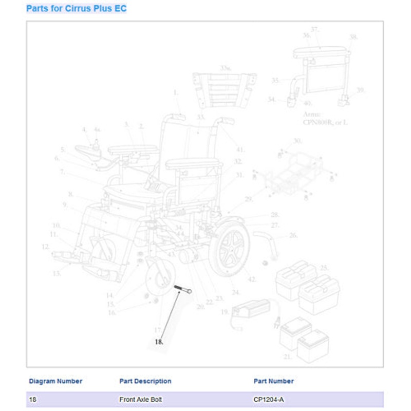 Front Axle Bolt Cirrus Plus Each