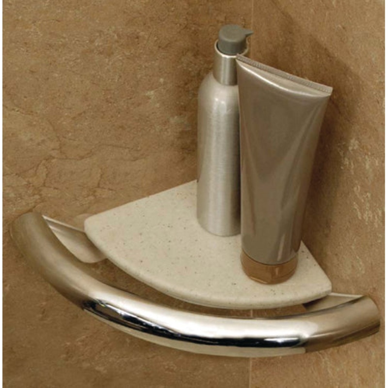 Invisia Corner Shelf Grab Bar Chrome Plated