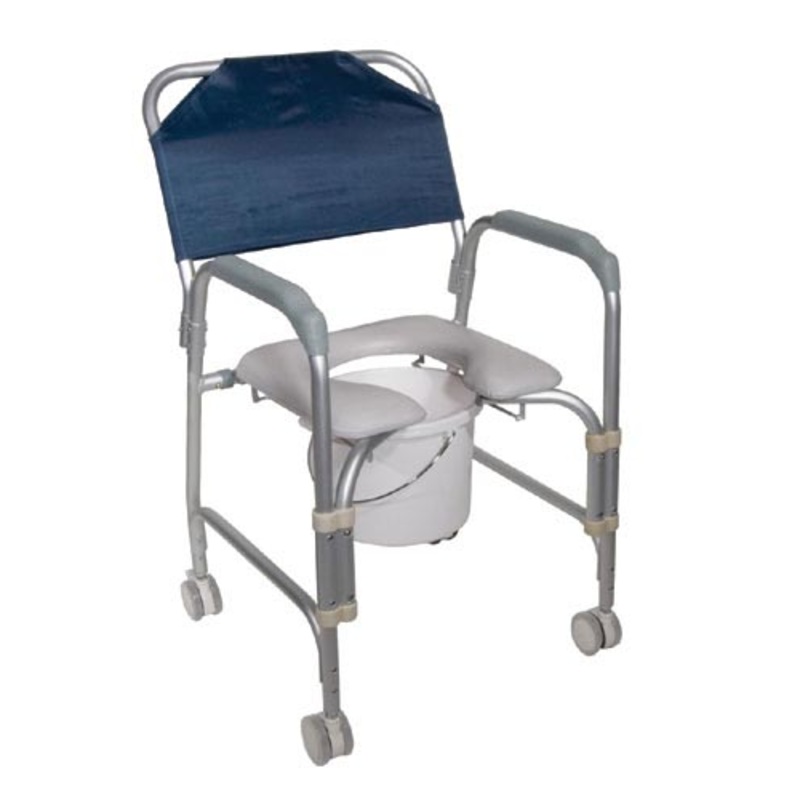 Aluminum Shower Chair/Commode with Casters  Knockdown