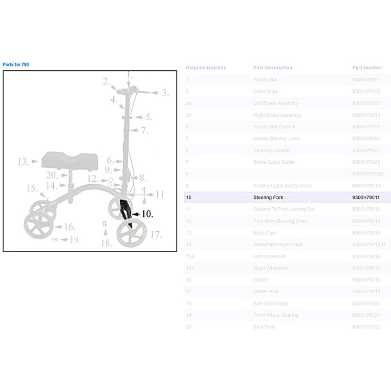 Column to Fork Locking Bolt only for 1089S Knee Walker