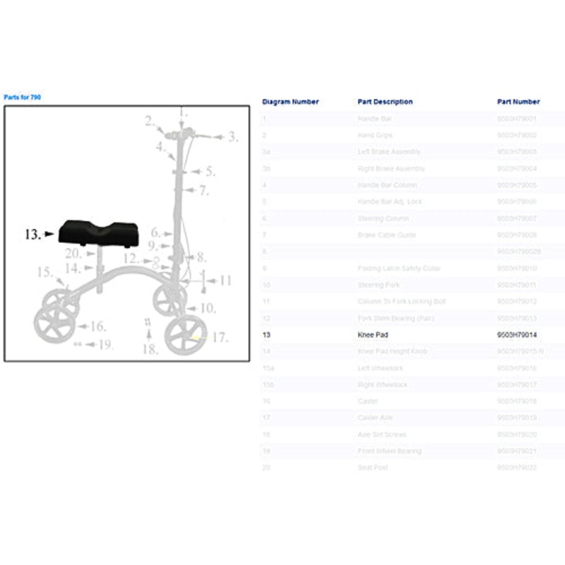 Knee Pad only for 1089S Knee Walker