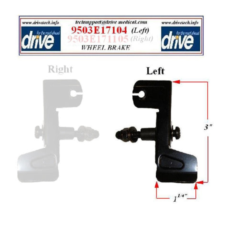 Wheel Brake Left 171 1ea for 11048E Rollator