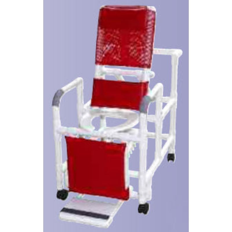 Reclining Shower Chair w/Dlx Elongated Commode Seat PVC